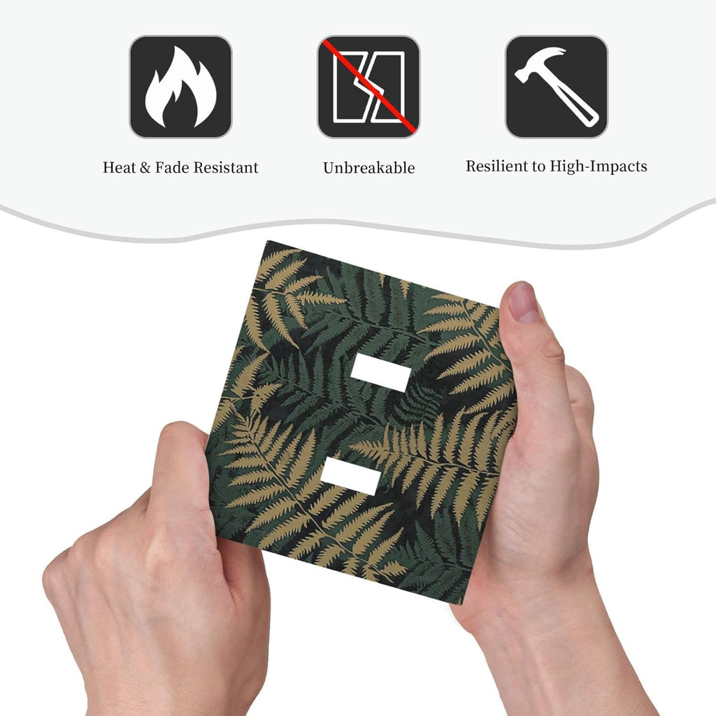 Decorative Switch Plates Botanical Fern Green Leaf Forest 2 Gang Double Toggle Outlet Light Switch Cover Wall Plate Electrical Faceplate For Bed Room Home Decor