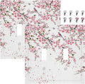 Decorative Light Switch Plate Covers Rustic Plum Blossom Pink Flowers 2 Gang Light Switch Cover Unique Double Toggle Wall Plate Outlet Covers for Bedroom Home Decor（2 Pack）