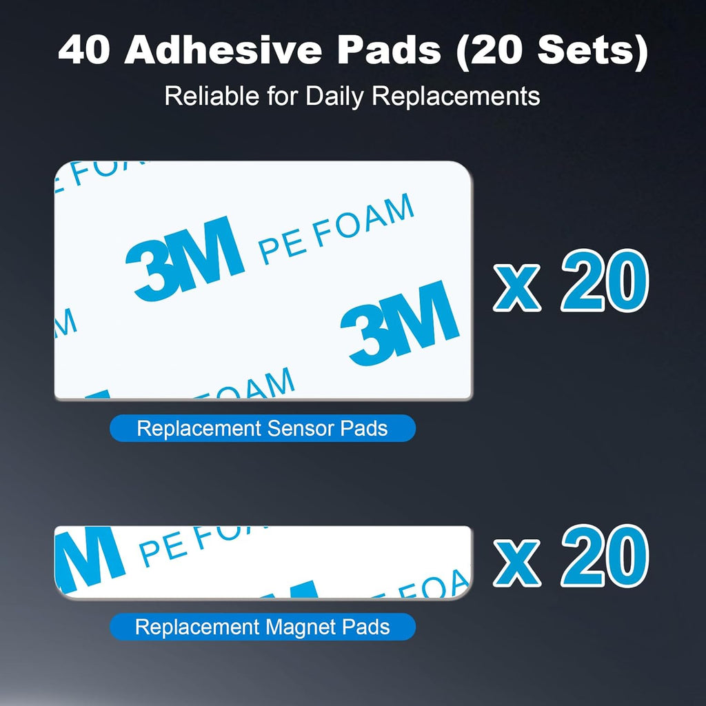 40-Pack Replacement Adhesive Strips for GE Window and Door Alarms – Includes 20 Sensor Pads and 20 Magnet Pads – Double-Sided Mounting Tape, Adhesive Only