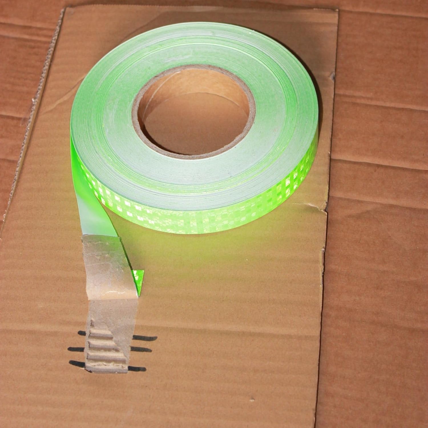 Green Reflective Tape Outdoor Waterproof 1 inch Wide, High Visibility Warning Industrial Marking Tape, Safety Stickers (168 feet)
