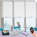 Graywind Motorized Light Filtering Shades Compatible with Alexa Google Rechargeable Remote Control Smart Blinds Automatic Window Shade with Valance for Home Office, Custom Size (Sheer White)
