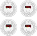 High Definition Color Screen Detector LCD Powered by Carbon Monoxide Detector and Smoke Alarm Battery (excluding Battery) (Compact Design, 4Pack-CO&Smoke)