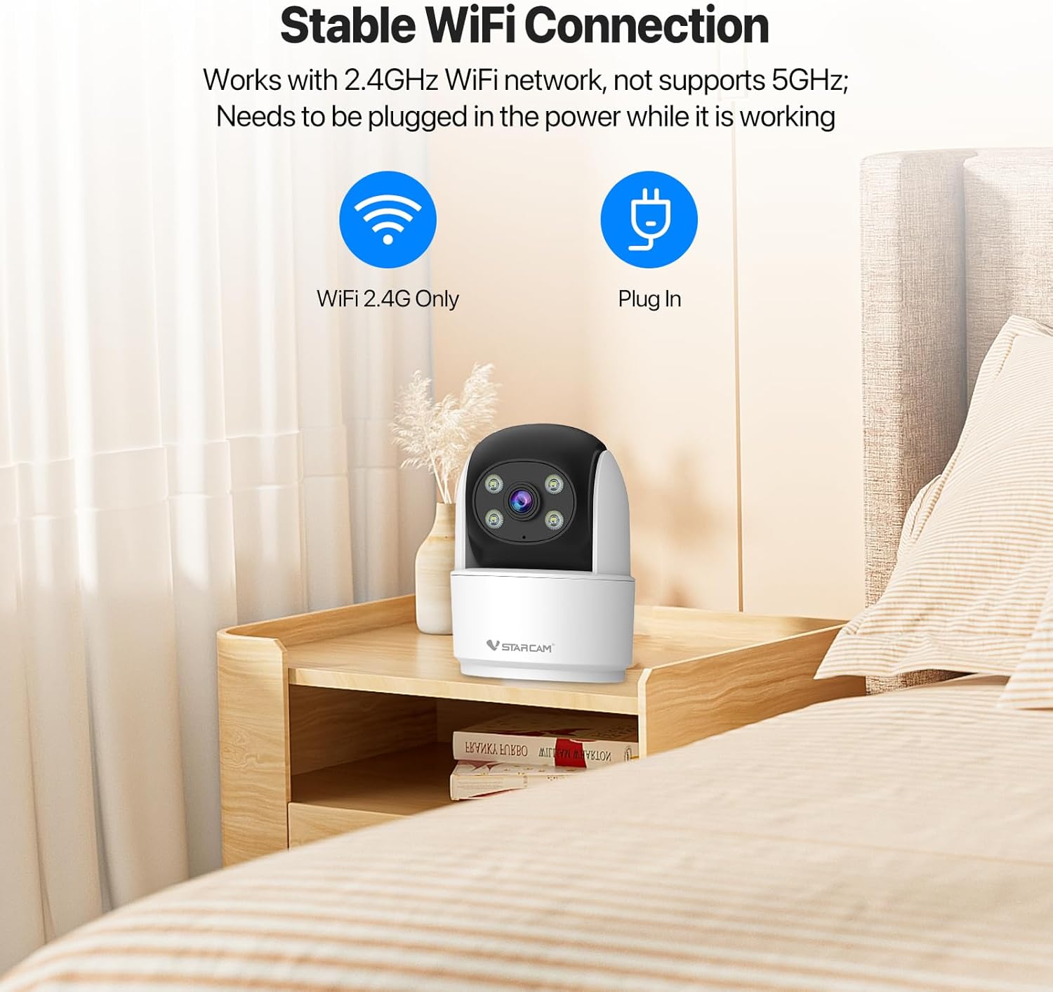 VSTARCAM 3MP Indoor Security Camera, 2.4G WiFi Cameras for Home Security, Pet Camera with Auto Tracking, Color Night Vision, AI Detection Tracking, 2-Way Talk, 24/7 Recording, Cloud & SD Card Storage