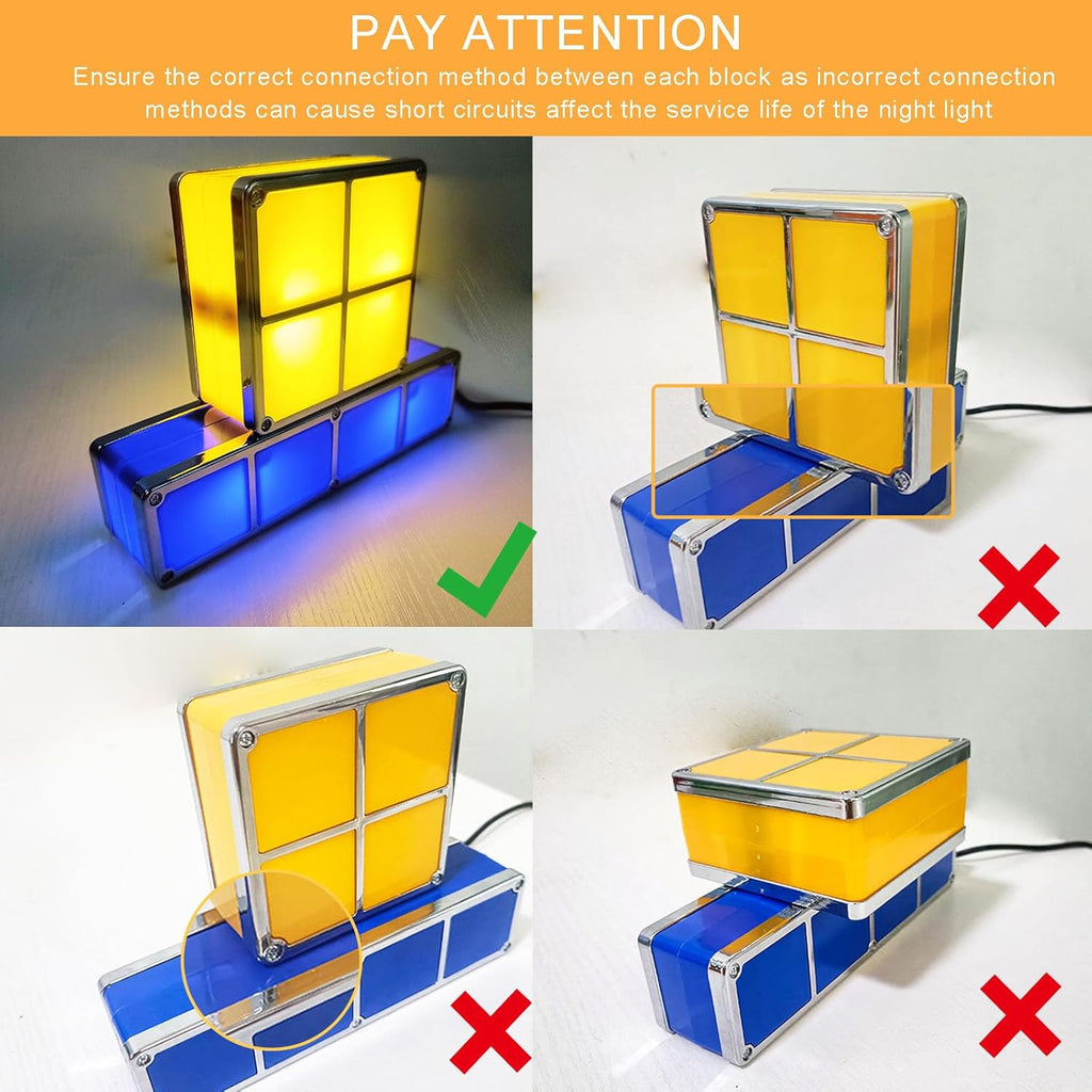 Night Light New Upgrades DIY Stackable LED 3D Puzzles Night Lamp Lights 7 Colors Night Lights Interlocking Induction Nightlights Novelty Tangram Lights Birthday Gifts for Teen