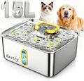 Kastty 3.96 Gal Dog Water Fountain for Large Dogs, 15L Stainless Steel Pet Water Fountain, QuietTriple Filtration Dog Water Bowl Dispenser with Water Level Window and LED Light Easy Clean(FS78,Yellow)