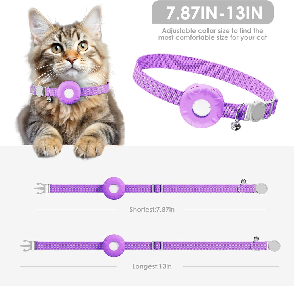 Cat Tracker, Waterproof Pet Tracker for Cats, Cat GPS Tracker Compatible with Apple Find My App (Only iOS), No Monthly Fee, Purple