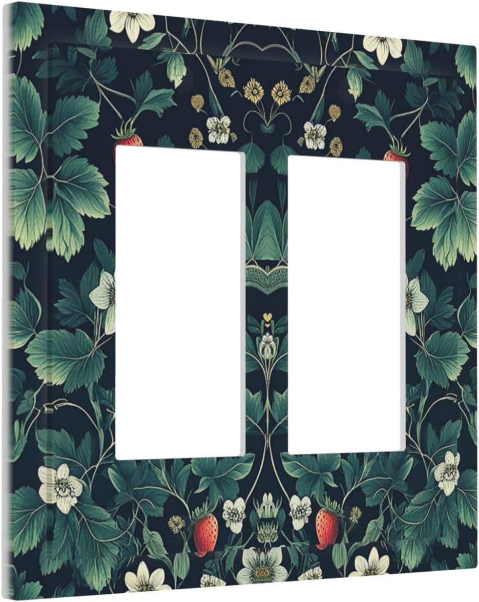 Decorative Outlet Covers Strawberry Birds Flowers Plant Morris Floral 2 Gang Double GFCI Rocker Electrical Wall Panels Light Switch Cover Plate for Bedroom Farmhouse Decor