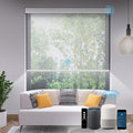 SmartWings Motorized Light Filtering Shades, Work with Matter Homekit Z-Wave Zigbee Alexa Google, 50% Blackout PVC Free Smart Blinds for Windows Cordless Window Shades with Remote Customized, White