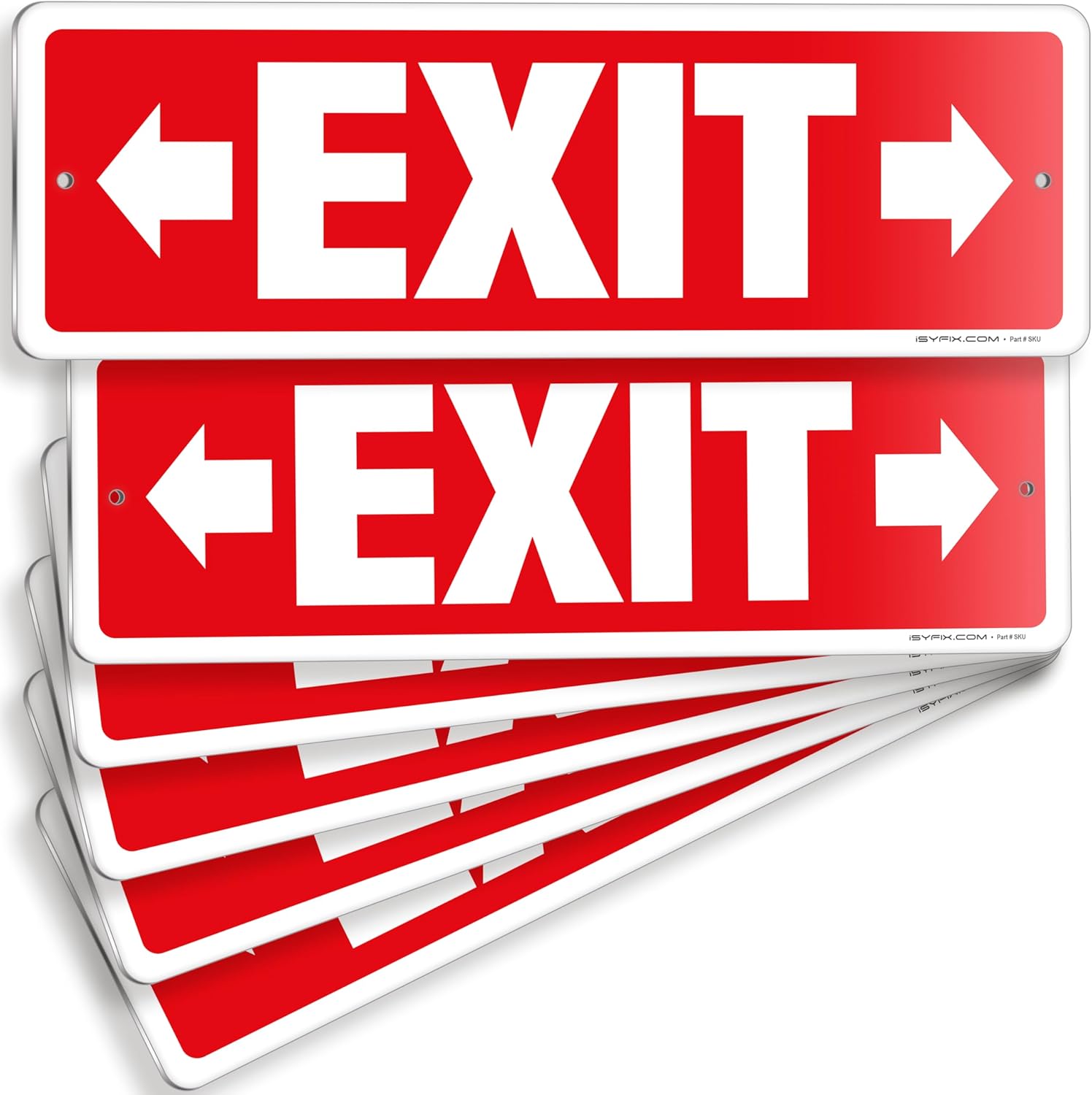 iSYFIX Exit Signs 6 Pack 12x4 Inch with Directional Right & Left Arrows - Rust Free Aluminum, Laminated for UV, Weather, Scratch Resistance - Ideal for Offices, Schools, Theaters, Restaurants