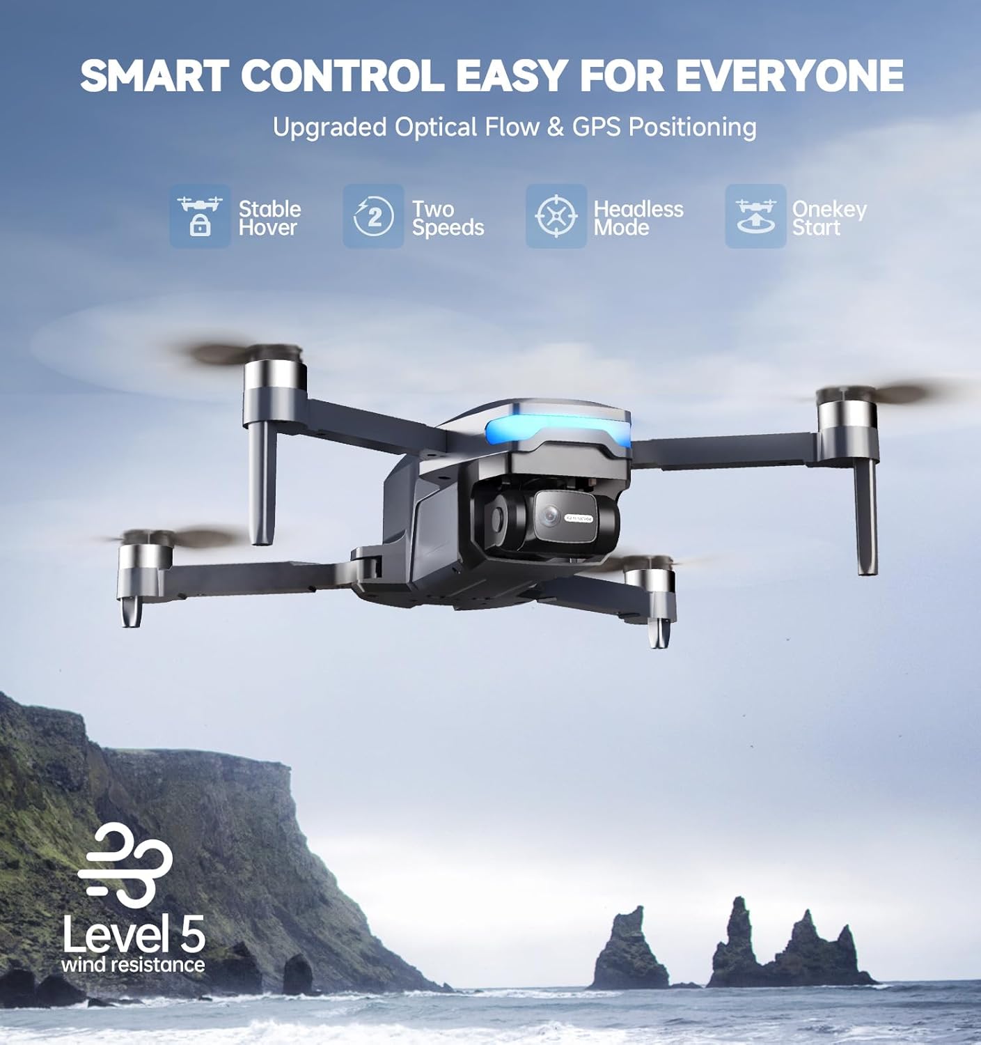 GPS Drones with Camera for Adults 4K, Foldable Drone with Brushless Motor, Auto Return/Follow, Tap Fly/Circle Fly, Beginner-Friendly One Key Start, 45 Mins Flight, Under 249g