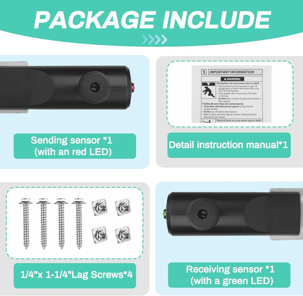 for Genie Garage Door Sensor, Replacement for Genie/Overhead Garage Door Sensor, Compatible with Genie/Overhead Garage Door Opener Made After 1993, Item Includes Two Sensors (Receiving&Sending)