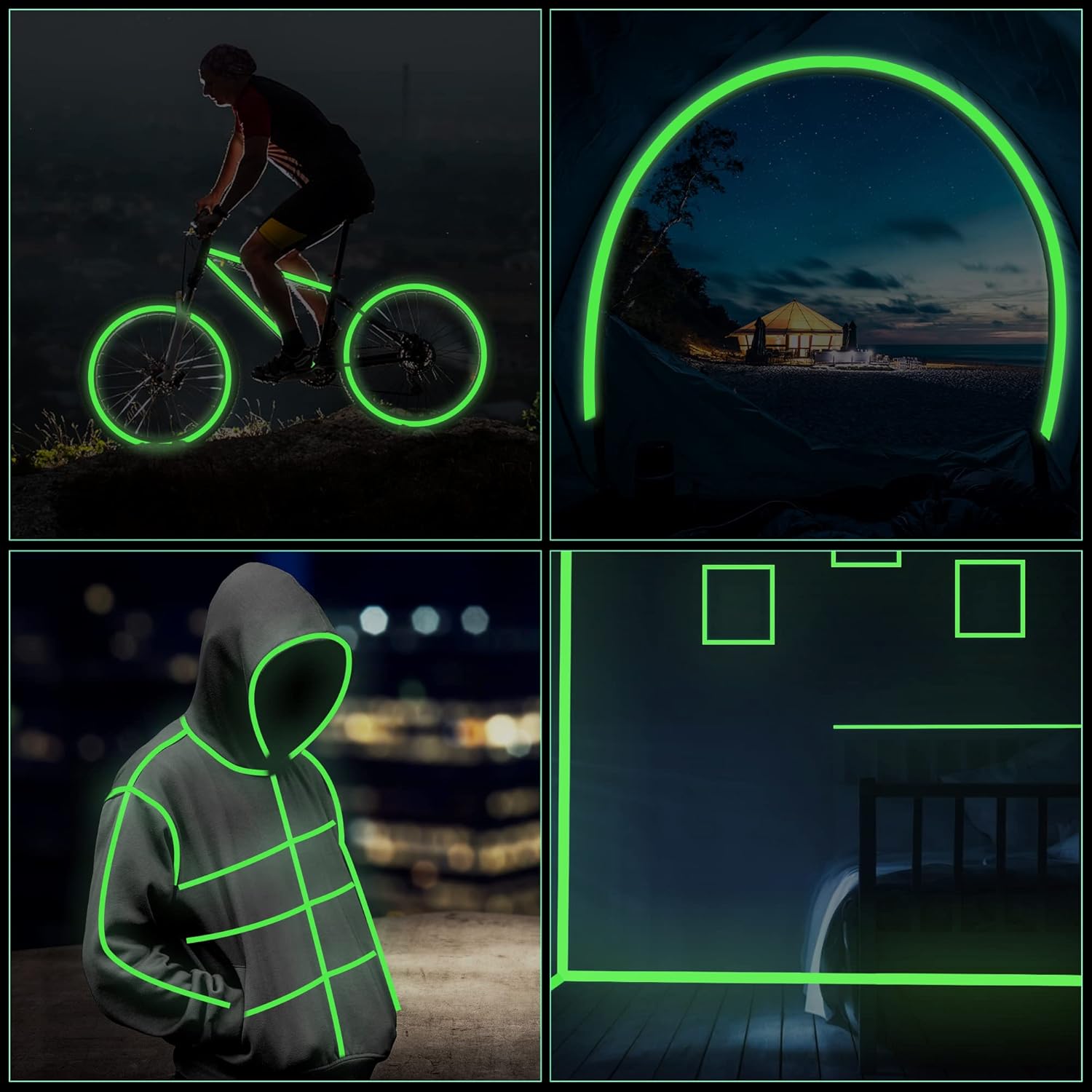 Glow Tape Glow in The Dark Waterproof Outdoor 0.6 Inch x 33 Feet Fluorescent Tape Luminous Tape Halloween Decorations and Stage