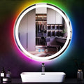 THEKLA 20 Inch Bathroom Round Led Mirror with Lights 3Color + RGB Colorful Changing Backlit Circle Round Lighted Vanity Mirror with Lights for Bathroom Wall Dimmable Anti Fog Round Circle Smart Mirror
