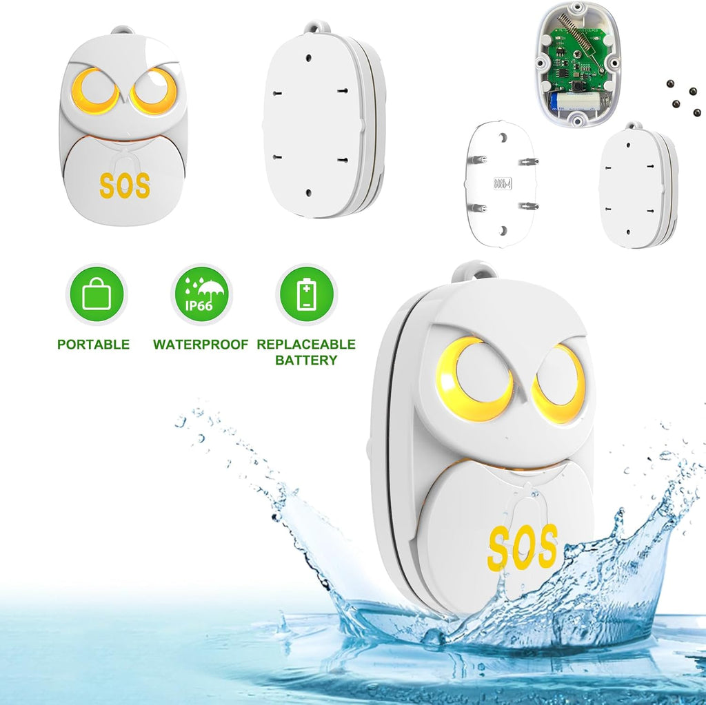 HTZSAFE Caregiver Pager Wireless Call Button 500+ Feet, SOS Alert Nurse Calling Elderly Fall Help System for Patient/Disabled Monitoring at Home, IP55 Waterproof, 2 Transmitters + 2 Receivers, White