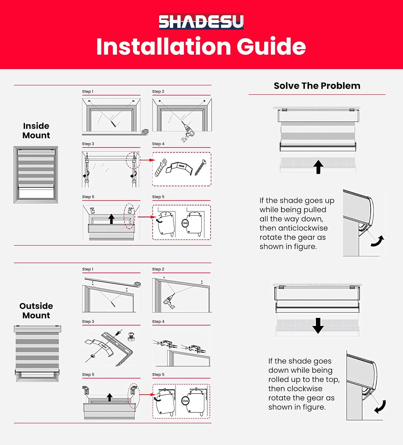 ShadesU Cordless Zebra Blinds – Light Filtering Dual-Layer Window Shades for Privacy (Black Color) (Maximum Height 72") (Width 75")