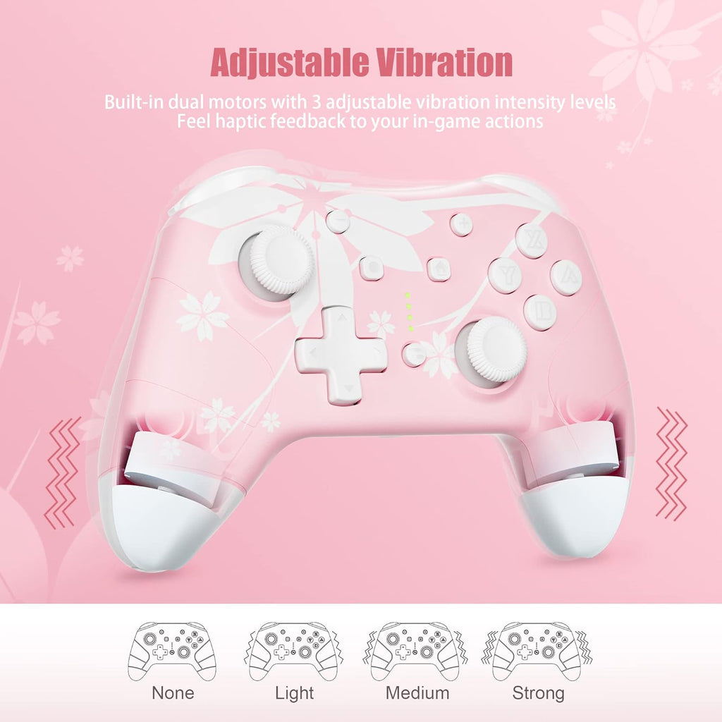 Mytrix Wireless Controller for Windows PC iOS Android Steam Deck, Bluetooth Controller with Programmable Buttons, Turbo & Vibration - Pink