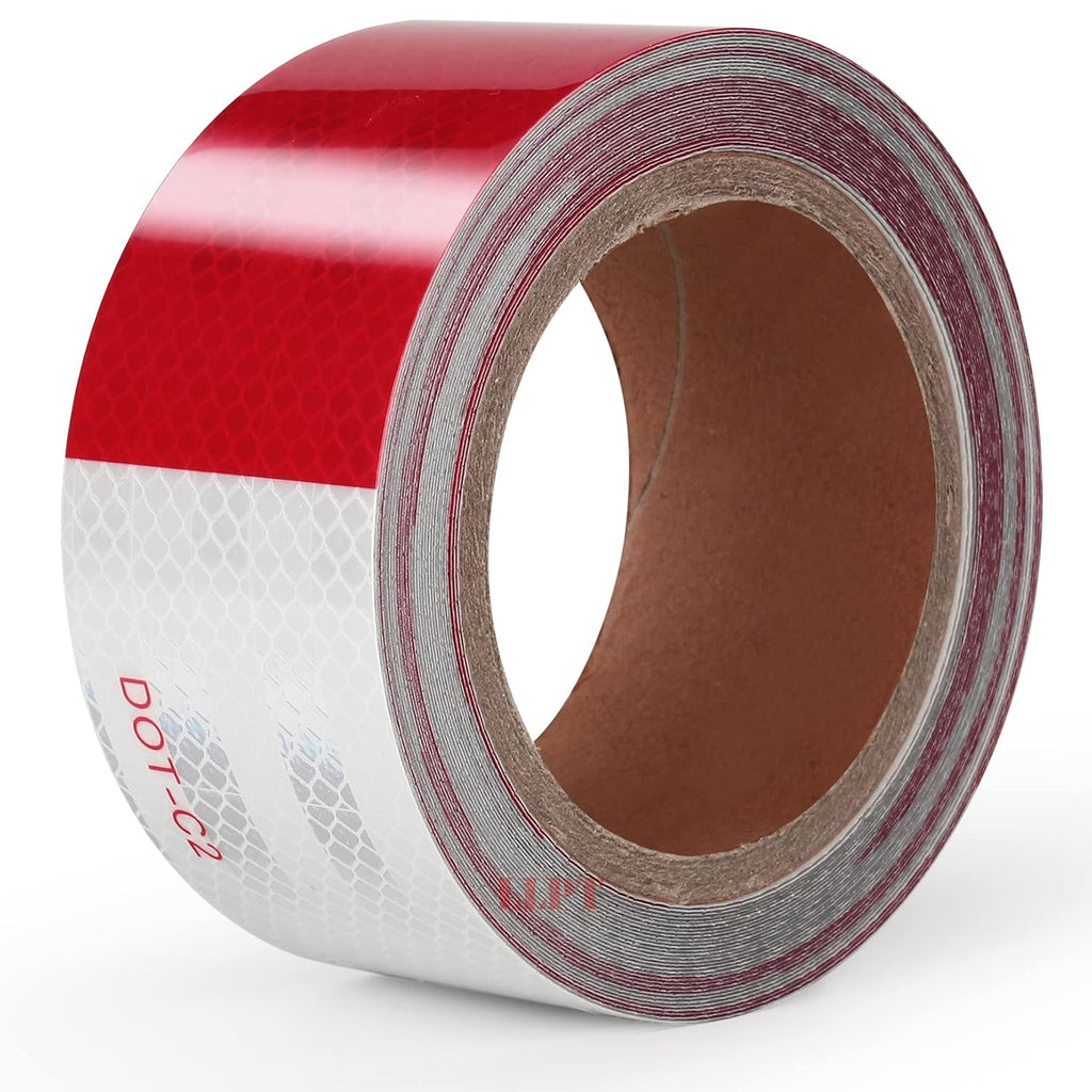 LLPT Reflective Tape 2” x 33 Ft DOT-C2 High Visibility Safety Tape Flexible Waterproof Intense Reflector for Trailer Truck Car RV Boat Camper Color Red White (RT203RW)