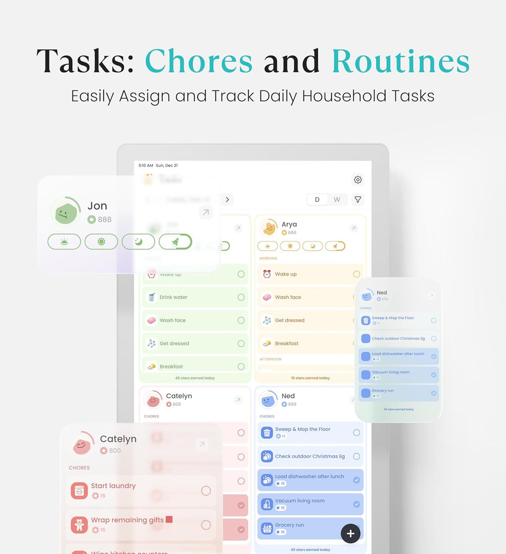 Cozyla Mate Digital Calendar+ 2: 24 Inch Wall Touch Screen Chore Chart Customizable Dashboard Smart Electronic Calendar for Family Schedules Meal Planner Supports All Google Play Apps Wall Mount White