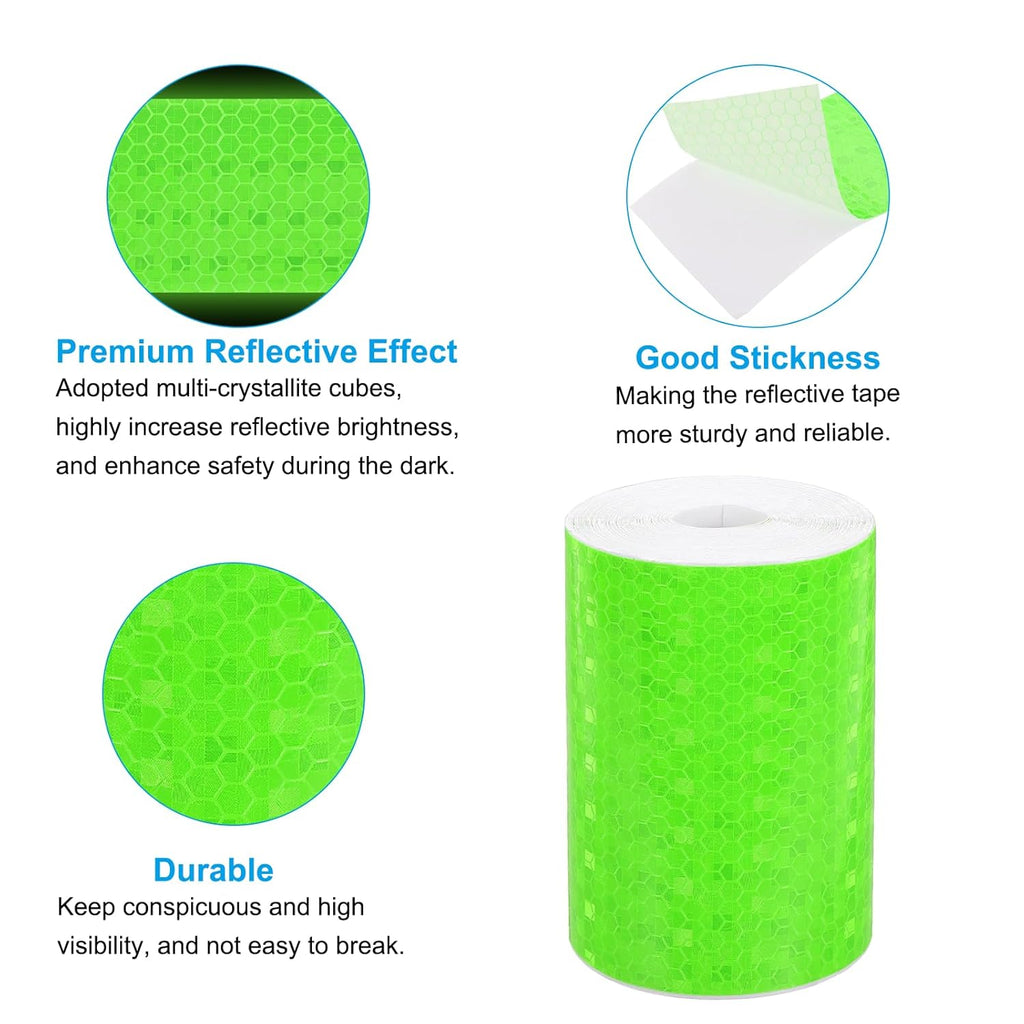 PATIKIL 4 Inch x 33 ft Reflective Tape, 1 Roll Waterproof Self Adhesive High Visibility Caution Warning Safety Tape Reflector with Scraper for Trucks Trailers Cars, Green
