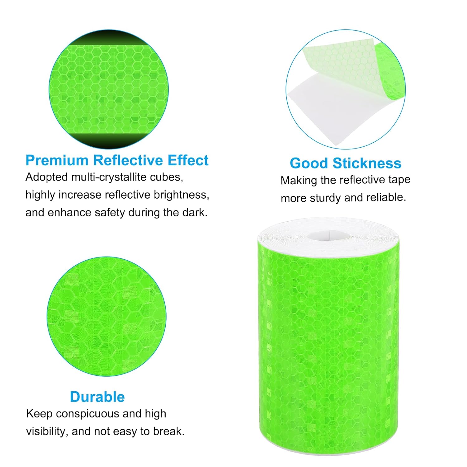 PATIKIL 4 Inch x 33 ft Reflective Tape, 1 Roll Waterproof Self Adhesive High Visibility Caution Warning Safety Tape Reflector with Scraper for Trucks Trailers Cars, Green