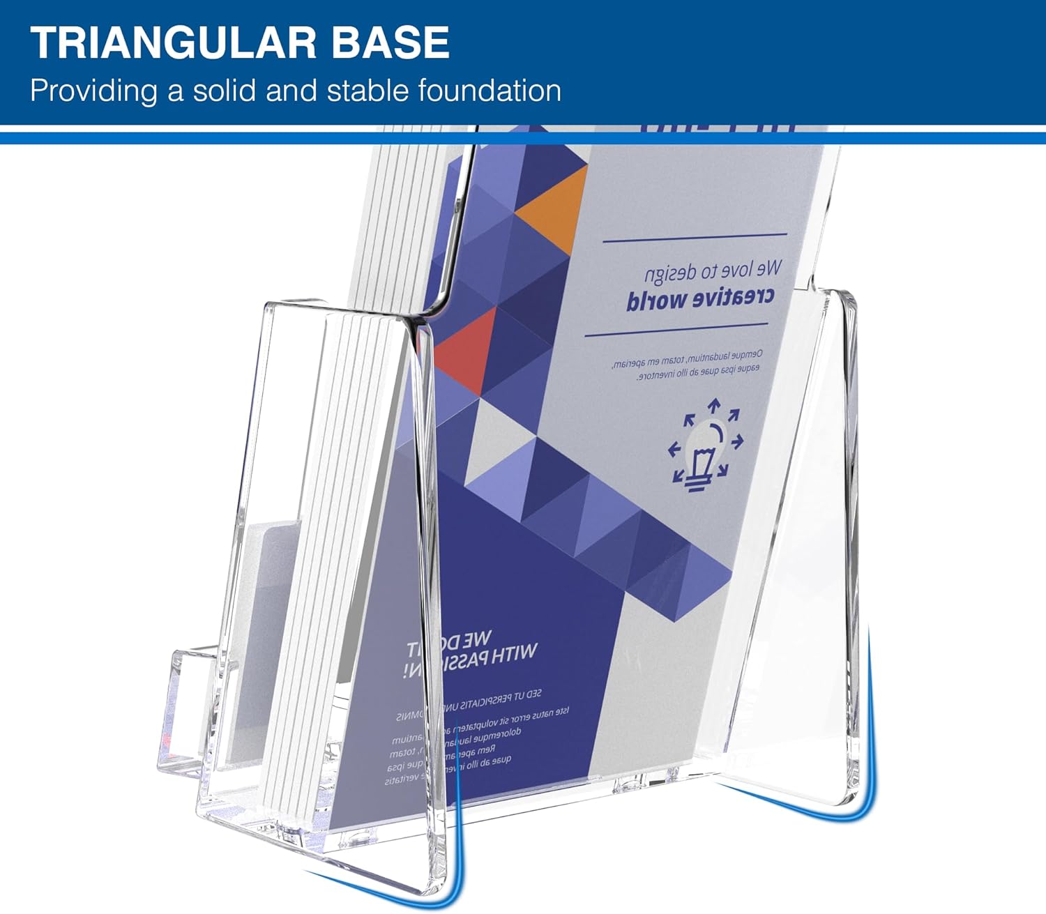 Brochure Holder 4x9 Inch Acrylic Literature Holders Clear Flyer Display Stand with Business Card Slot Pamphlet Holder Multi Purpose Organizer for Office, Lobby, Hotels, Trade Shows, 2 Pack