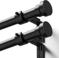 Yafex Curtain Rod 2 Pack 32-144 Inch, Heavy Duty 1 Inch Curtain Rod, Black Extra Long Adjustable Window Treatment Rods, Modern Design, Easy Installation