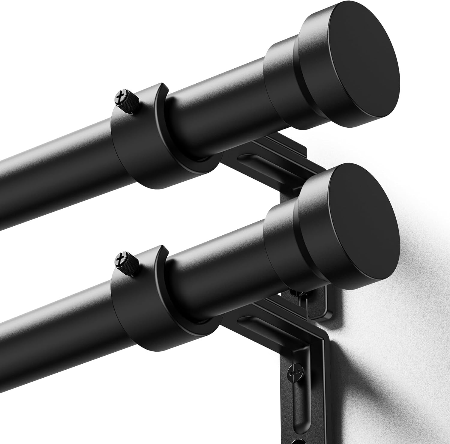 Yafex Curtain Rod 2 Pack 32-144 Inch, Heavy Duty 1 Inch Curtain Rod, Black Extra Long Adjustable Window Treatment Rods, Modern Design, Easy Installation