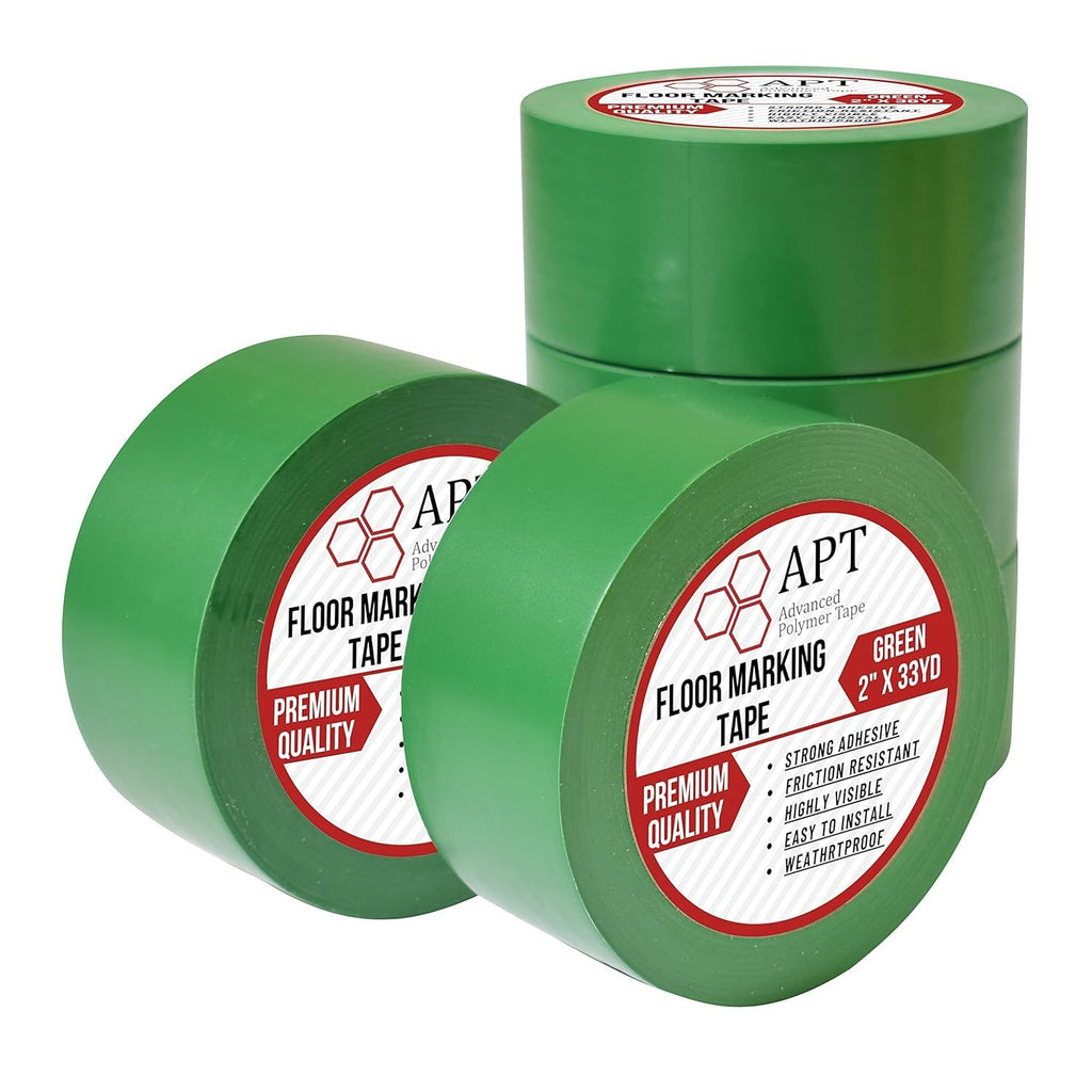 APT, Multi Color Marking Tape, Premium Safety Marking and Dance Floor Splicing Tape, 6 mil Thick (Green, 5 Roll)