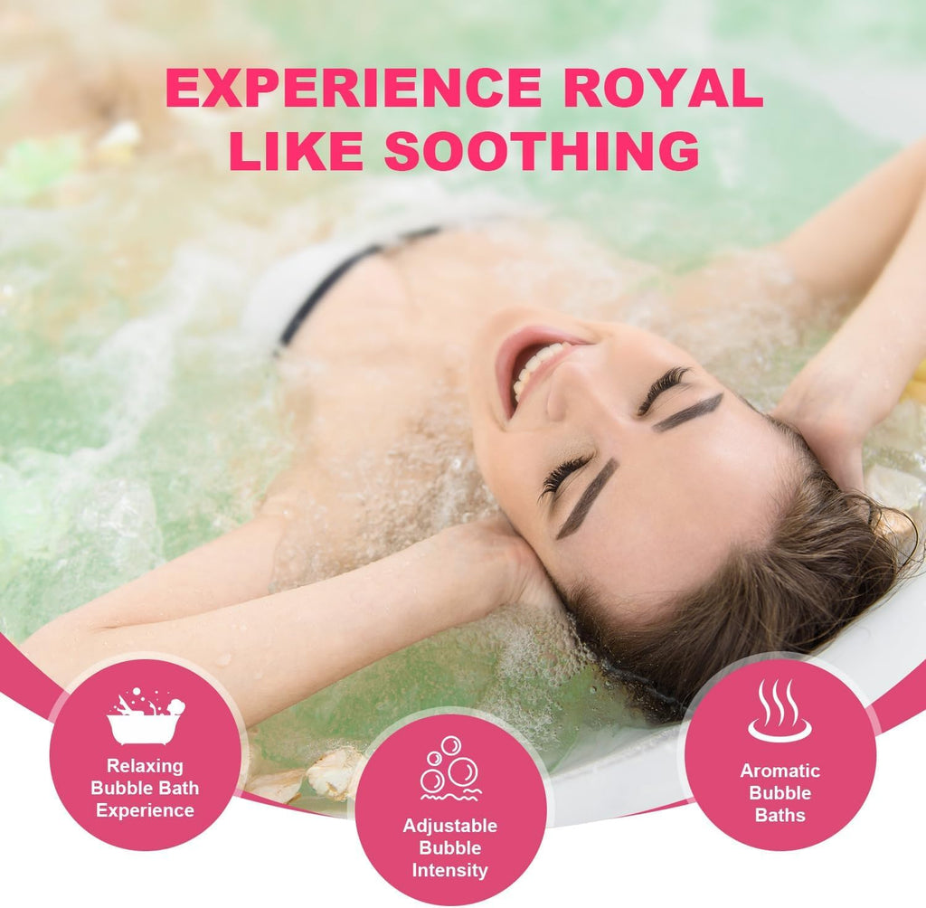Portable Spa Bubble Bath Massager,Full Body Waterproof Spa Mat for Bathtub, 6-Speed Bubbles, Remote Control & Non-Slip Suction Cups for Home Relaxation Pink