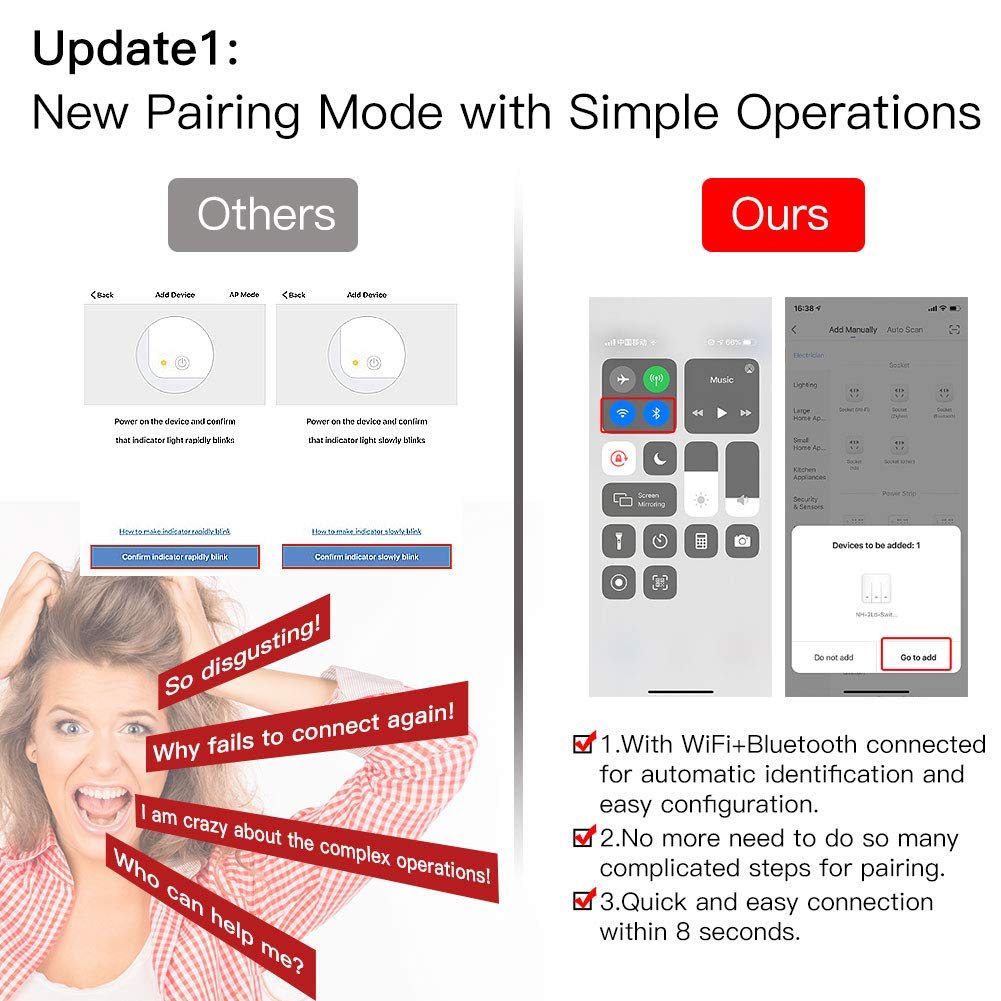 MOES 2.4GHz WiFi Wall Touch Smart Switch Neutral Wire Required, 3 Way Multi-Control, Glass Panel Light Switch Work with Smart Life/Tuya App, RF433 Remote Control, Alexa and Google Home Black 2 Gang