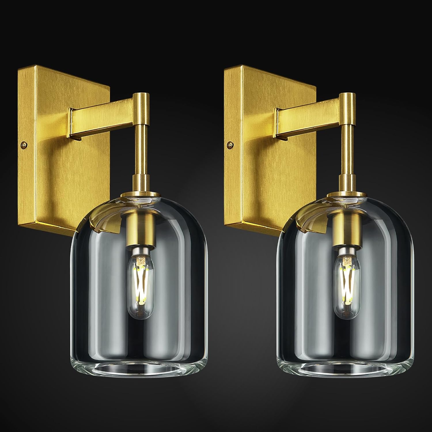 Modern Crystal Wall Sconces Set of Two Indoor Gold Wall Lamp Vanity Wall Lighting for Bathroom Bedroom Living Room Stair（2Pack）