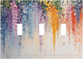 Colorful Wildflower Wisteria Cascade Floral Flower Decorative Switch Plates 3 Gang Wall Plate Triple Toggle Light Switch Cover Faceplate Electrical Wall Panels for Bedroom Living Room Decor