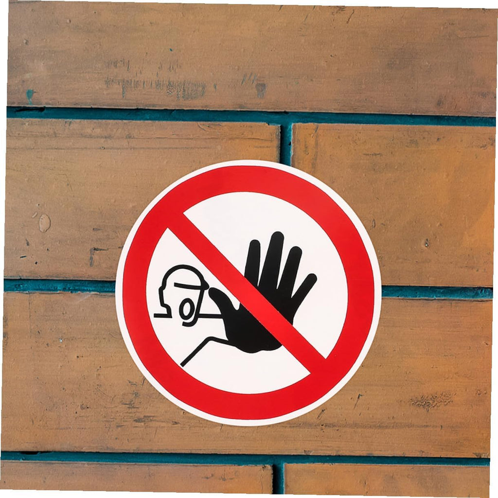 5pcs No Admittance Warning Signs Self-Adhesive Safety Decals Caution Stickers for Factories Construction Sites and Hazardous Areas Vinyl