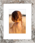 Golden State Art, 8x10 Picture Frame with Mat for 5x7 Photo - High Definition Glass Wall Mounting or Tabletop Display (Weathered White, 1 Pack)