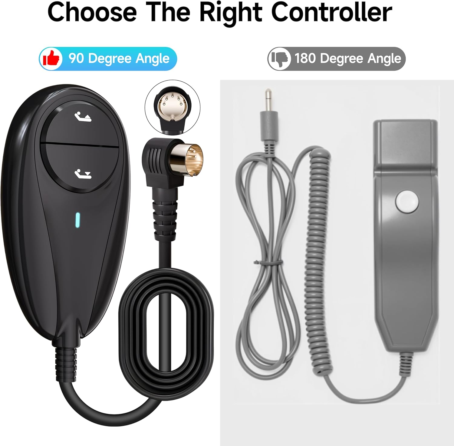 Okin 2 Button Adjustable Bed Remote 5 Pin Wired Adjustable Bed Remote Control Replacement Parts, HS.12.02.01