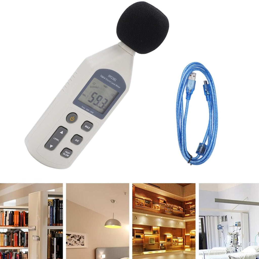 Digital Sound Level Meter with LCD Screen, Handheld Decibel Monitor 30-130dBA, 35-130dBC - Sensor, Backlit Display, Ideal for Noise Measurement