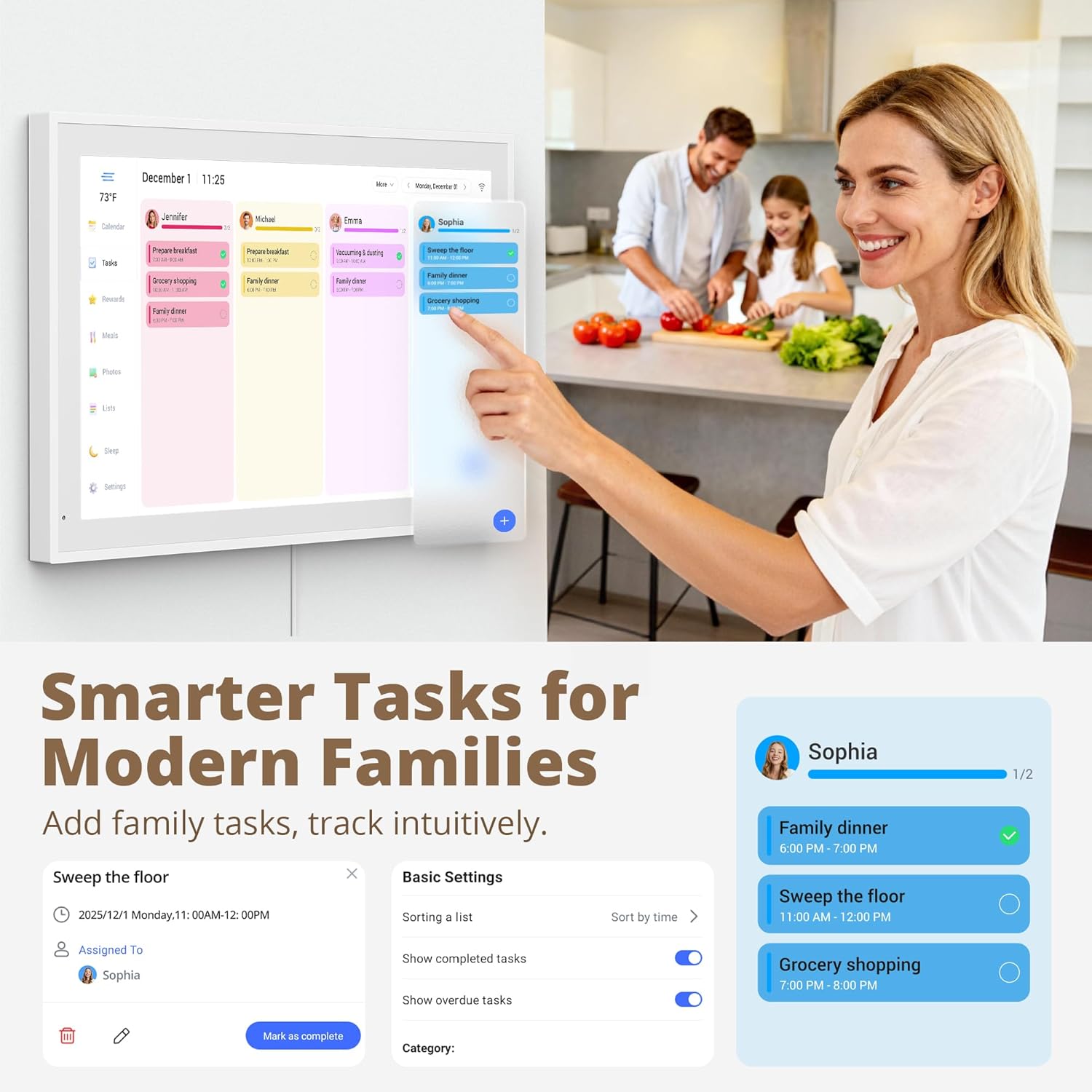 Dragon Touch 21.5" Digital Calendar Chore Chart – 1080P Full HD Interactive Touchscreen, Smart Family Planner, Hearth Display Digital Calendar Wall & Desk Mountable for Seamless Scheduling