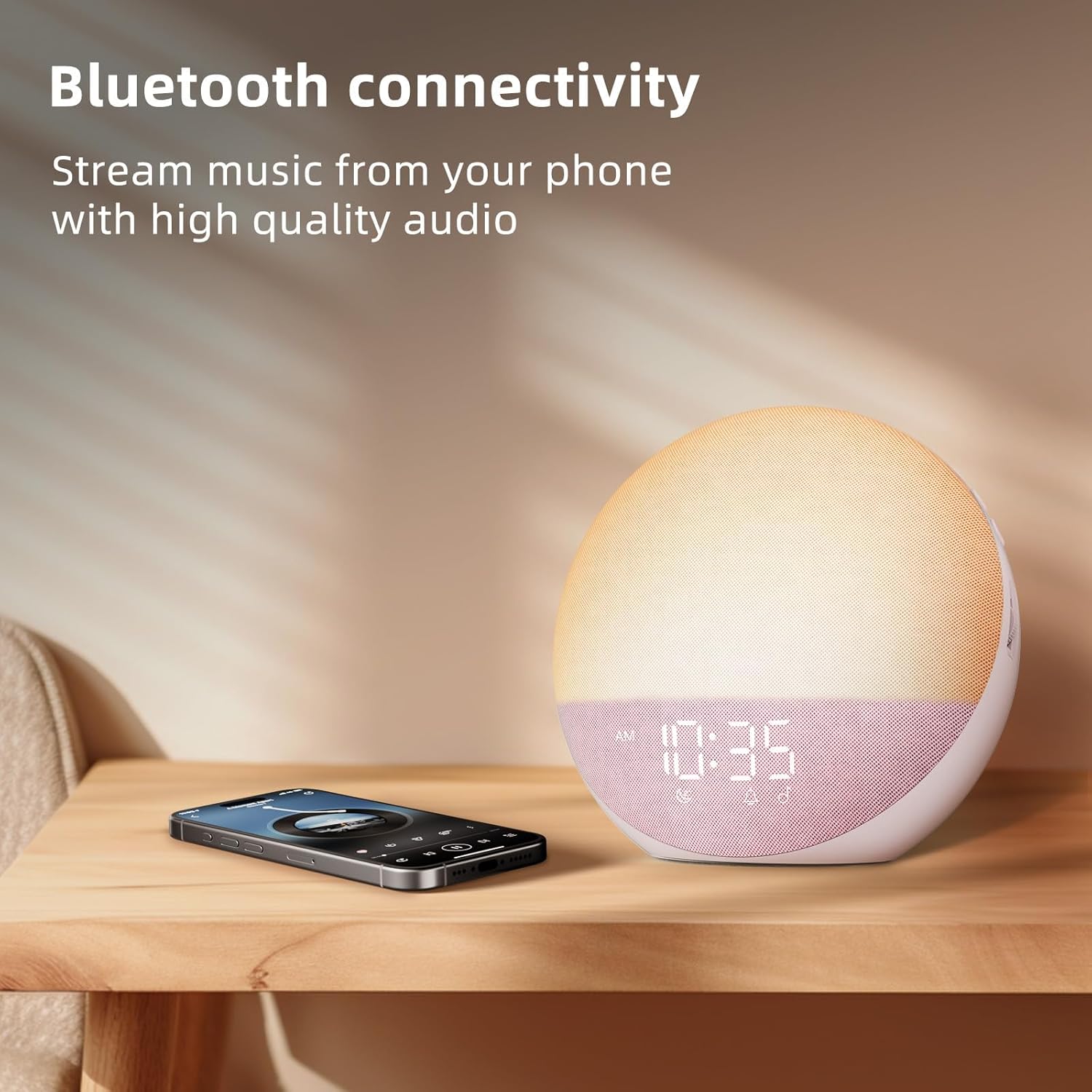 Sunrise Alarm Clock White Noise Machine: Natural Wake Up Light - Dimmable Clock with Bluetooth Speaker for Bedroom - 25 Sleep Sounds for Baby Adults Kids Sakura Pink