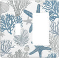 Blue Starfish Nautical Beach Conch Coastal Coral Shell Outlet Covers 1 Toggle 1 Rocker Combination Decorative Wall Plate Electrical Switch Plates Light Switch Cover Plate For Kids Room Bathroom Decor