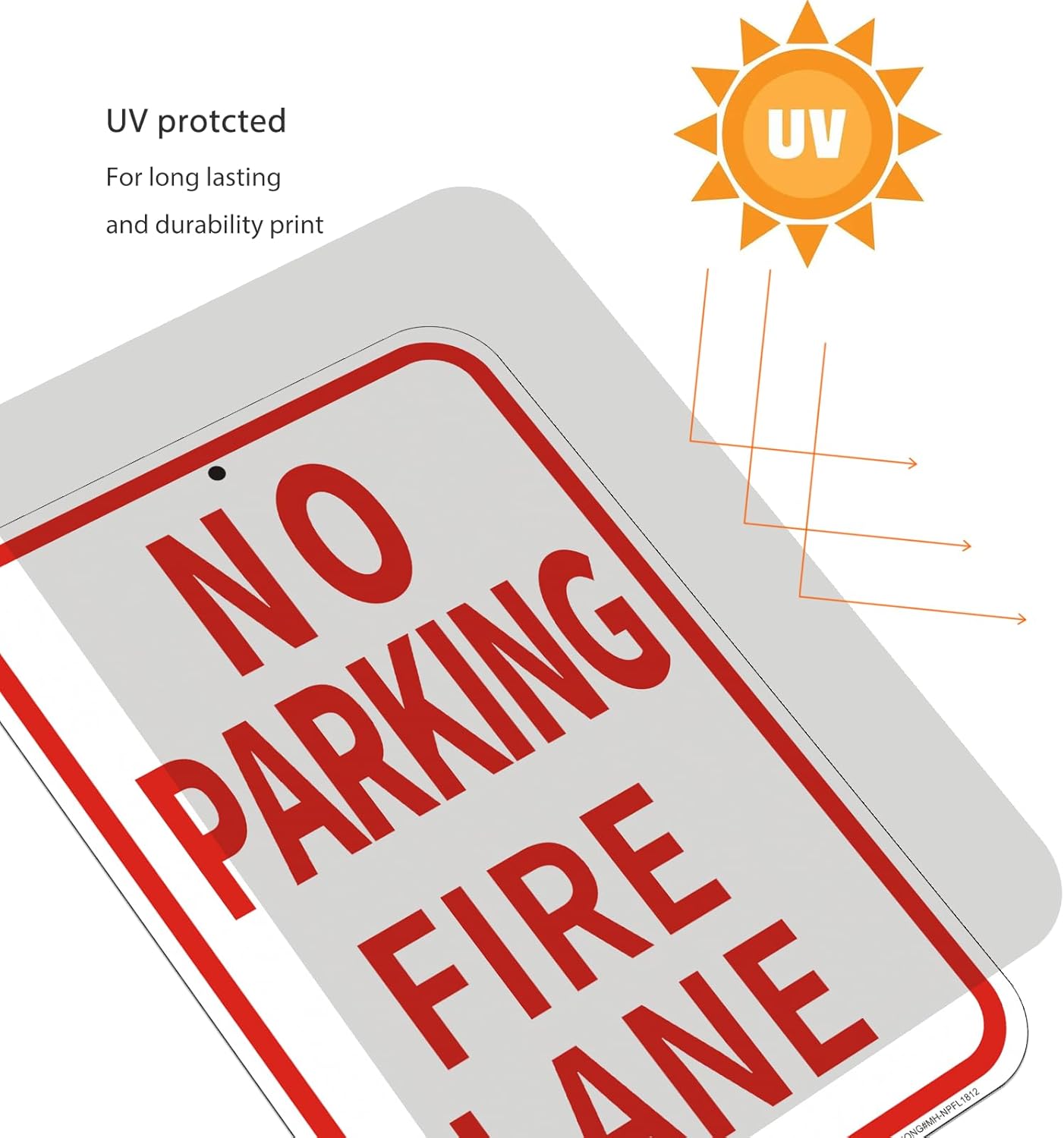 4 Pack Fire Lane No Parking Signs -12" x 18" Aluminum No Parking Fire Lane Sign for Business, With Reflective Overlay, Rust Free, Weather Resistant- Easy to install