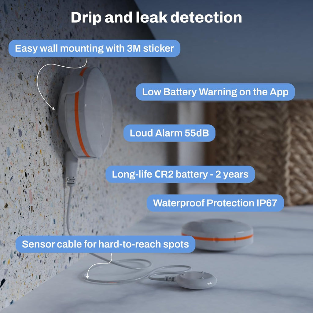 Smart Water Leak Detector (Gateway Not Included) - ZigBee 3.0 Sensor for Tuya & Smart Life, Compatible with Alexa/Google Home via Gateway, WiFi Sound Alarm Flood Sensor for Basement & Home Protection
