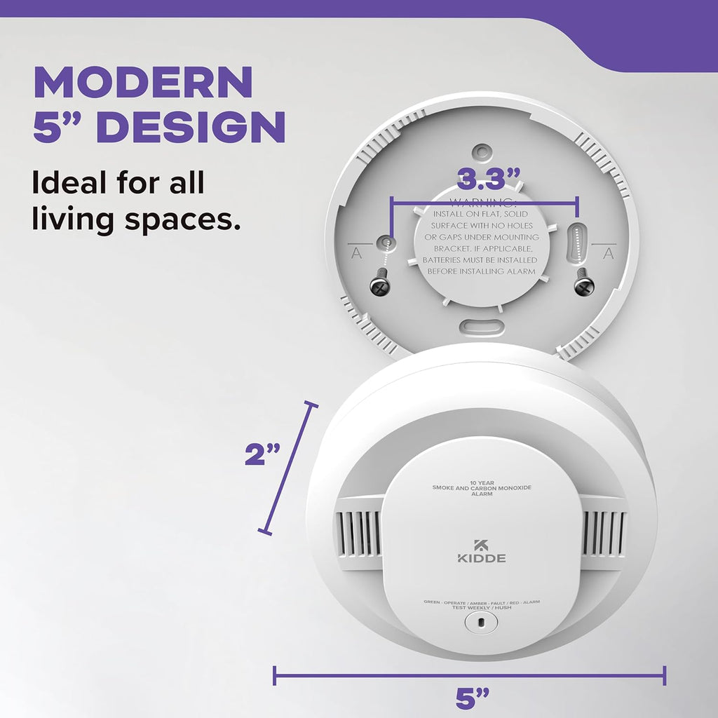 Kidde Smoke & Carbon Monoxide Detector, 10-Year Battery Powered, Voice Alerts, LED Warning Light Indicators, 2 Pack