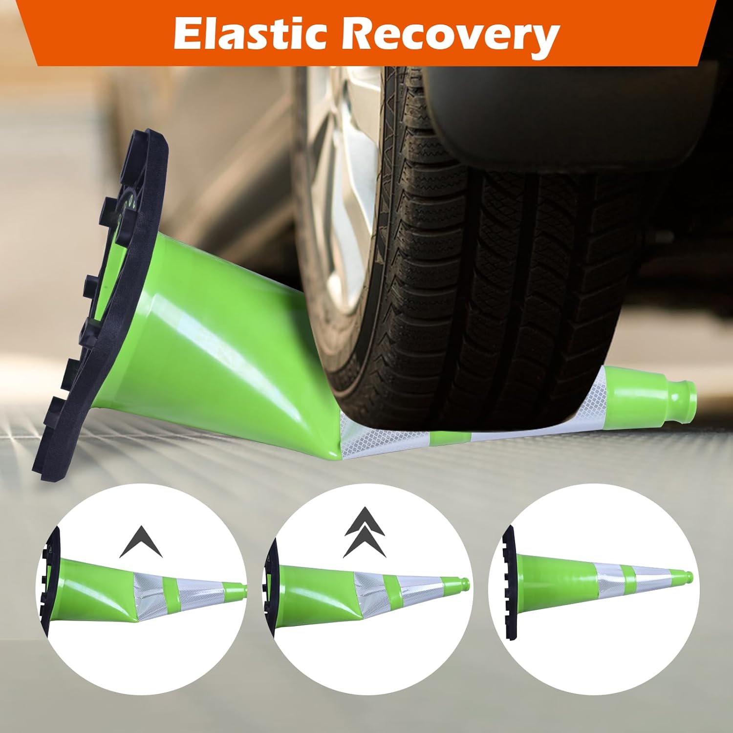 8 Pack 28 Inch Green PVC Traffic Cones Black Base Stable Flexible, Road Safety Construction Zone Crowd Control Safety Cones Outdoor Use (8, Green, 28 Inch)