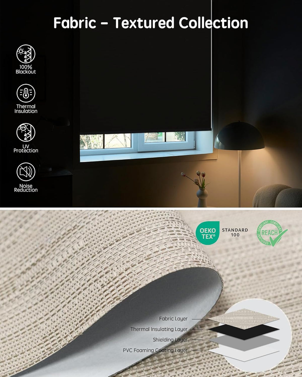 Yoolax Motorized Blinds with Remote, Blackout Smart Blinds for Windows Motorized Roller Shades, Automatic Window Shades Work with Alexa Custom Size (Blackout-Jacquard Coffee)