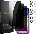 3+3 Pack Privacy Screen Protector for iPhone 11 6.1-Inch with 3 Pack Camera Lens Protector, Anti Spy Tempered Glass Film 9H Hardness Bubble Free Case Friendly