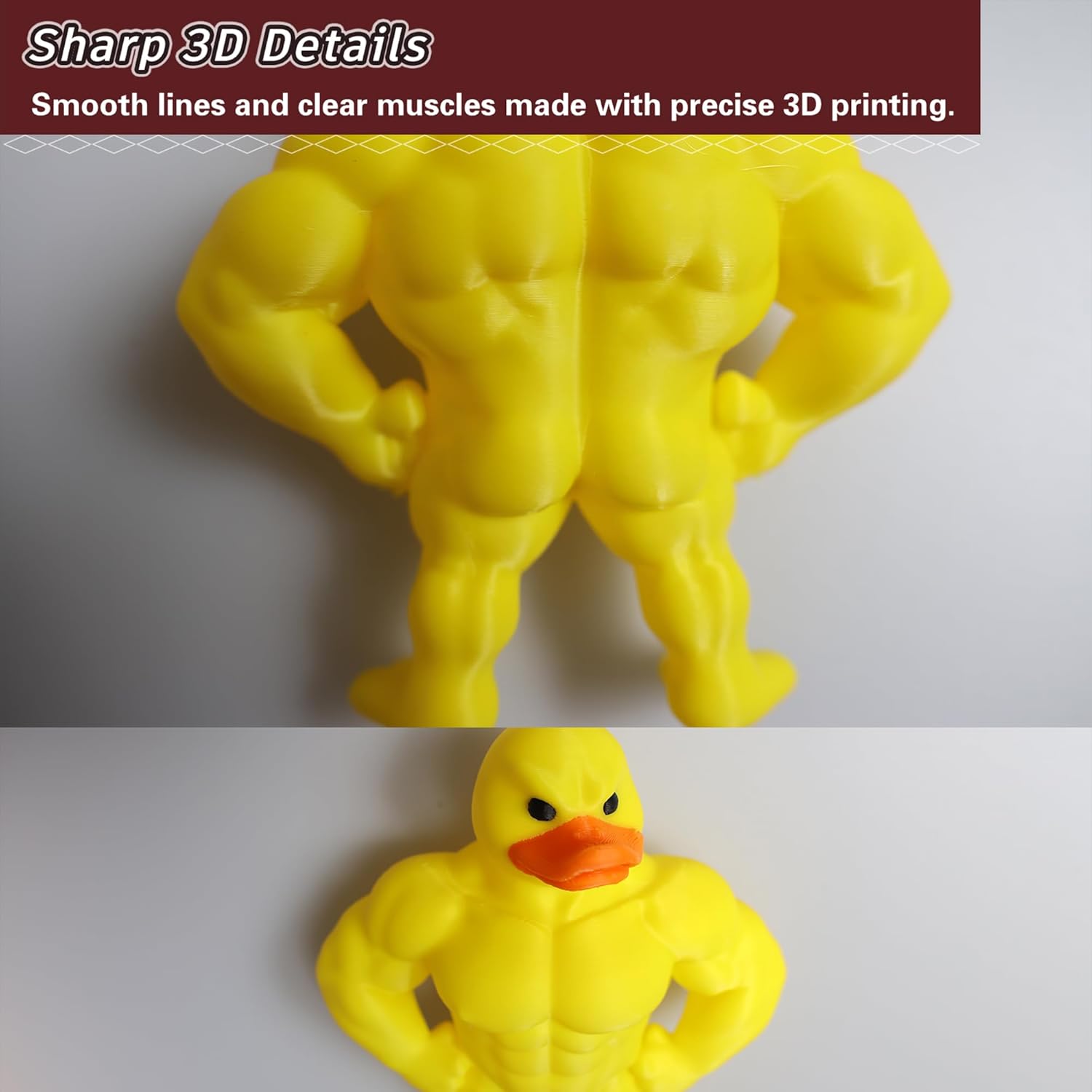 3D Printed Muscle Duck Figurine, Funny Desk Decor Collectible Statue, Muscular Duck Desktop Figurine, Gifts for Gym People, Gym Decor for Men, Bodybuilder Duck Collectible Desktop Sculpture (Large)
