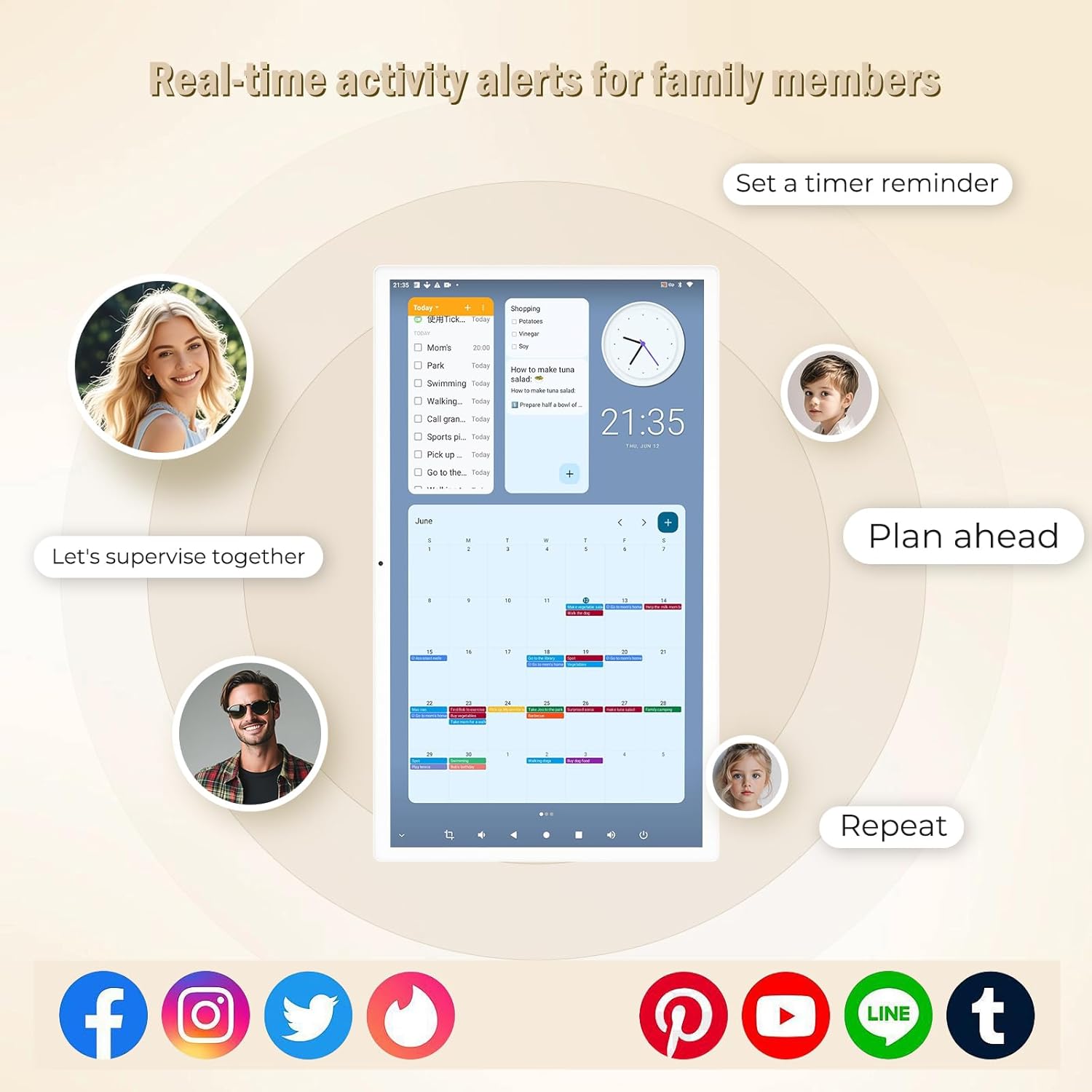 32 inch Digital Calendar,electronic digital wall touch screen smart calendar with Google Play Multi-calendar Sync for planner&personal organizers Wall/Desk Stand