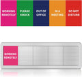 Office Door Signs Do Not Disturb, Please Knock, In A Meeting, Out Of Office, Working Remotely 5 Options Privacy Door Slider Sign For Meeting & Conference Room Brushed Silver