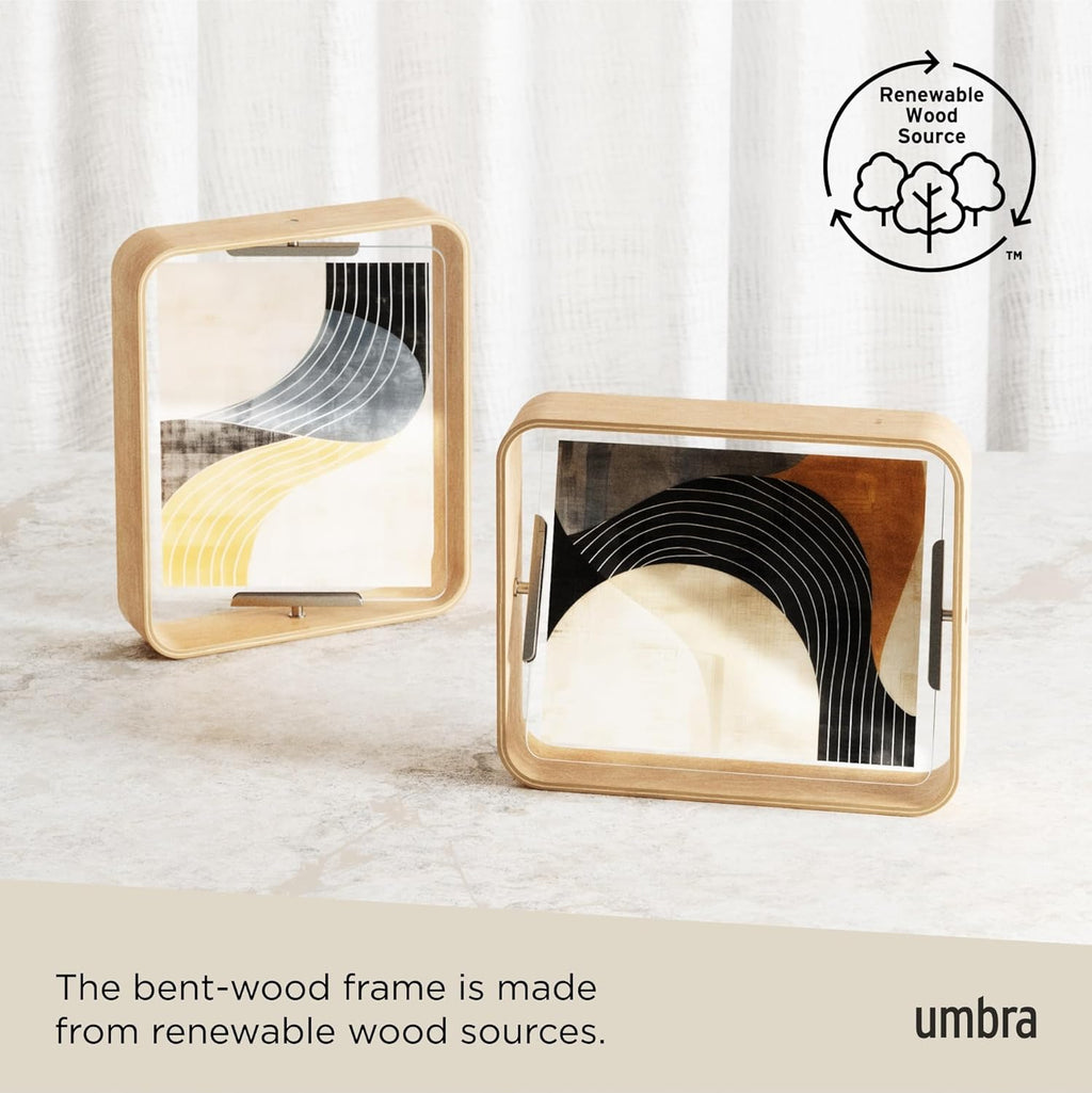Umbra Table Picture Frame, Double-Sided Picture Frame for 20 x 25 cm Photos, Wood, Natural