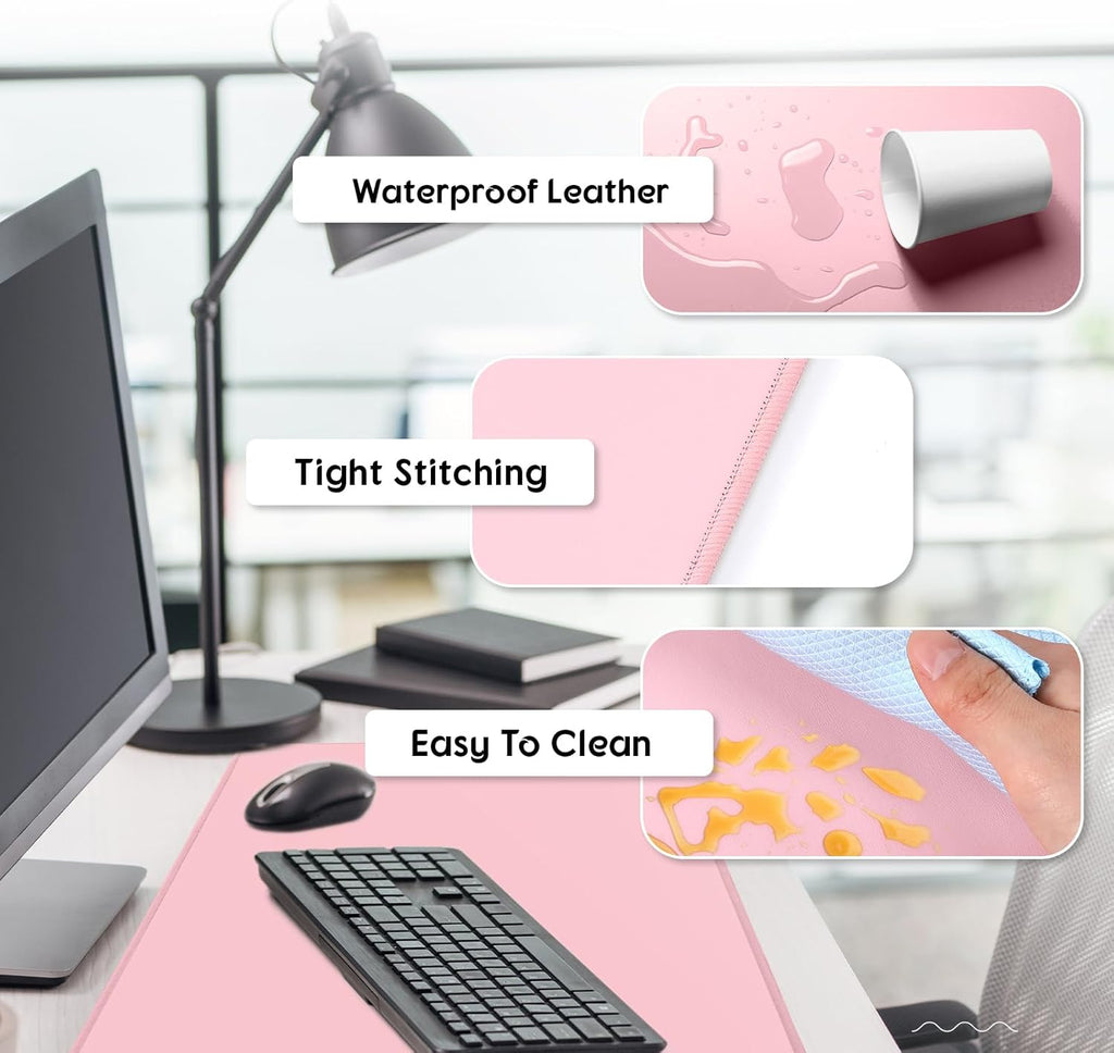 Konohan Heated Large Desk Mat PU Leather Warm Mouse Pad with 5 Heating Level & 4 Hour Auto Shut-Off Heating Keyboard Pad Warmer Gaming Mice Mat Only Supports 110v(Pink Color,35.4"x 14.2")